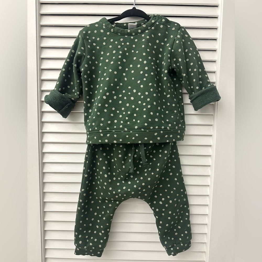 Nordstrom: Green Polka Dot Sweatsuit Set